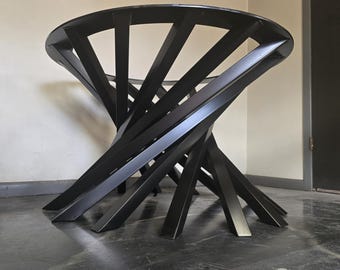 Vortex Twisted Metal Pedestal Table Base, Spiral Steel Base for Round Dining Tables