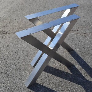 Axis Brushed Stainless Steel X-Frame Table Legs, another view