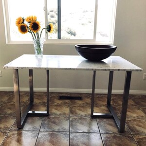 Anvil Brushed Stainless Steel T-Shaped Table Legs, Dining Table and Desk Legs, Custom Size