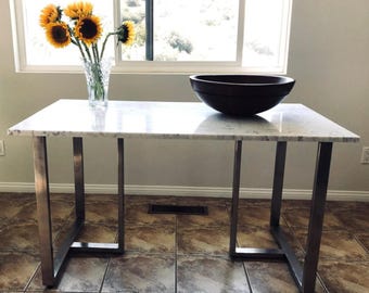 Anvil Brushed Stainless Steel T-Shaped Table Legs, Dining Table and Desk Legs, Custom Size