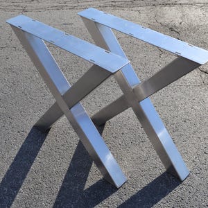 Axis Brushed Stainless Steel X-Frame Table Legs, another view