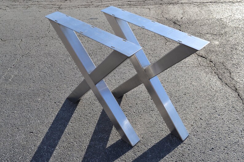 Axis Brushed Stainless Steel X-Frame Table Legs, another view