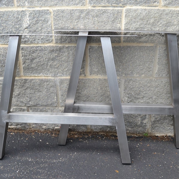 Brushed Metal Stainless Steel A-Frame Table Legs - Any Size!