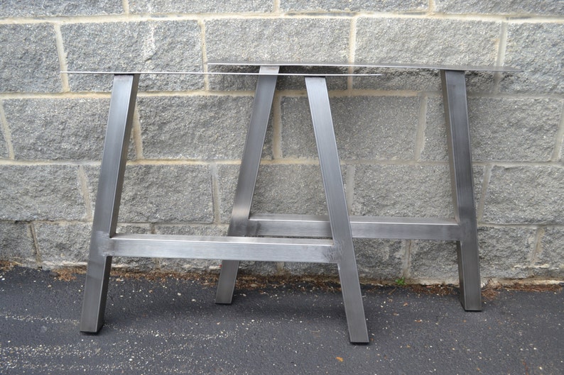 Brushed Metal Stainless Steel A Frame Table Legs Any Size Image 0