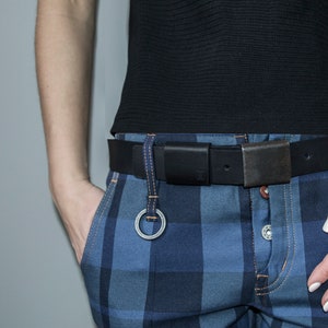 Leather Belt with Distressed Silver Plate Buckle