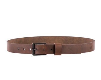 Brown Leather Belt with Black Buckle