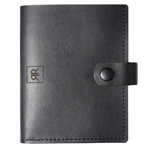 Black Genuine Leather Handmade Wallet with Press-stud fastening