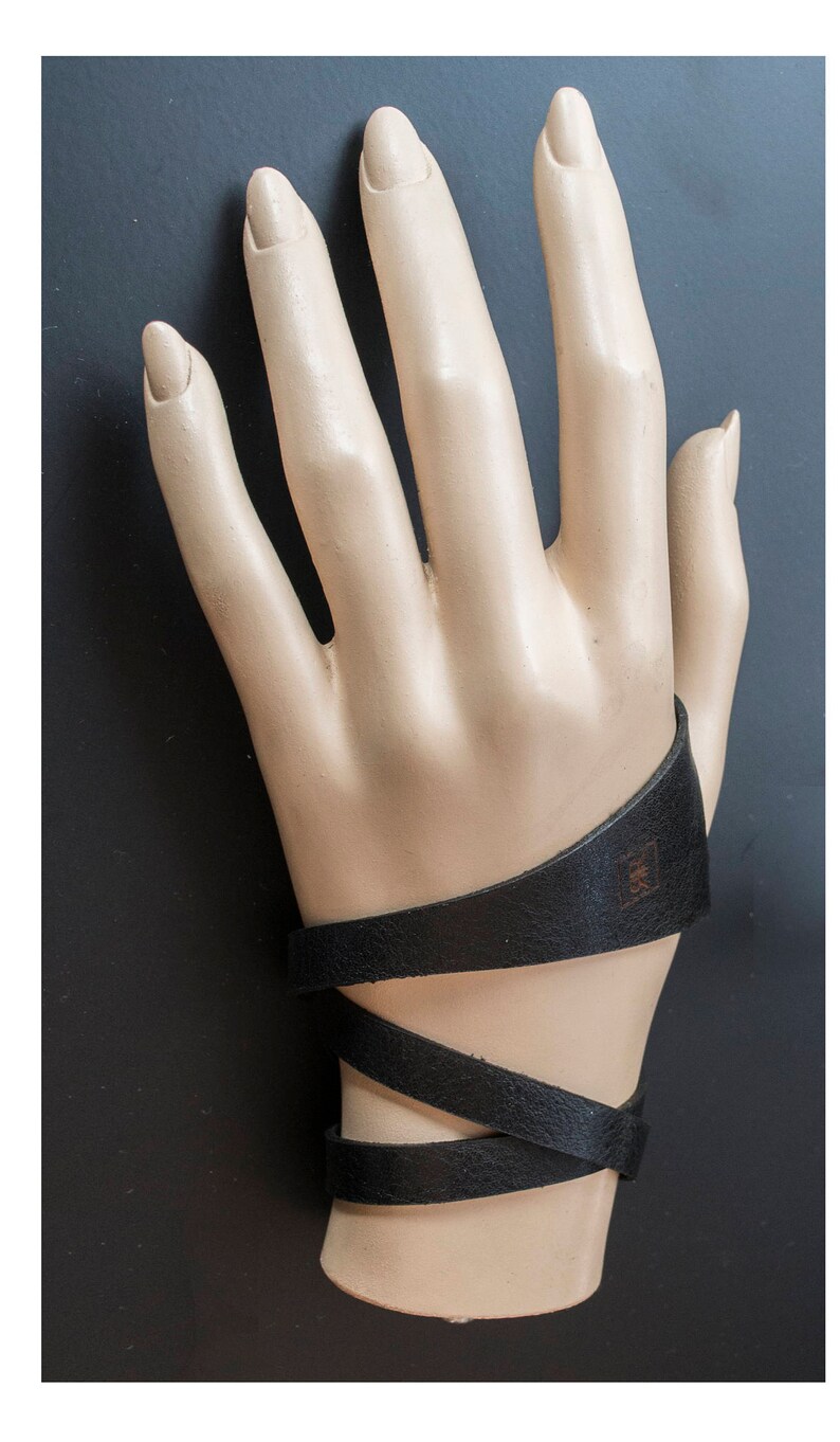 Leather wrap around thumb cuff wrist brace bracelet Etsy