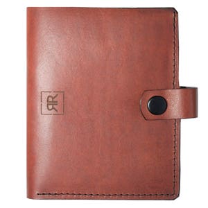 Reddish-brown Genuine Leather Handmade Wallet with Press-stud fastening