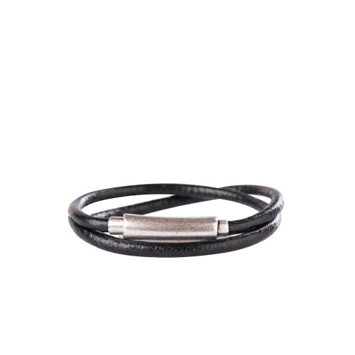 Schwarzes Kordel Leder Armband