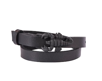 Black Scorpion Buckle Double Wrap Bracelet/ Choker Necklace