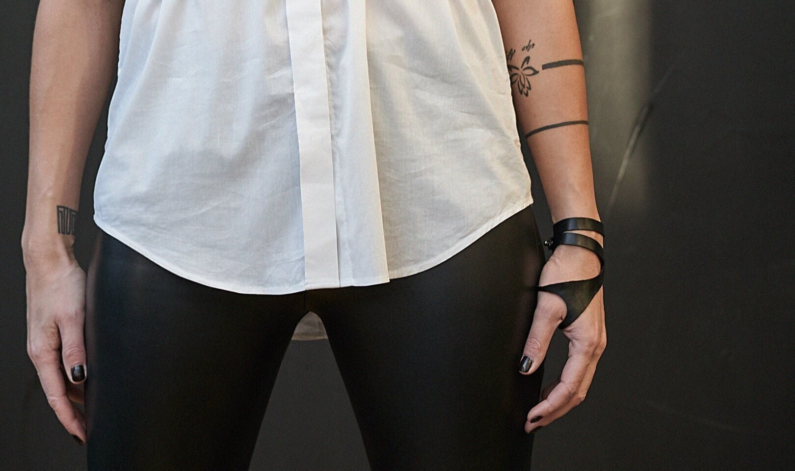 Leather wrap around thumb cuff wrist brace bracelet