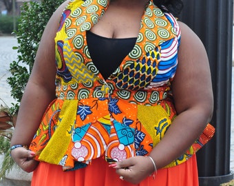 African Print Patchwork Vest ( Plus size)