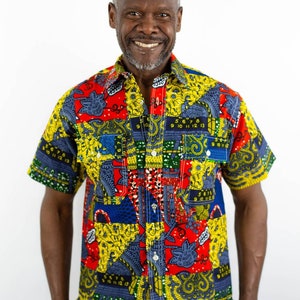 Patchwork African Print Men shirt