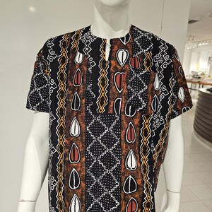 Blue, gray and black  African print  shirt
