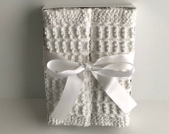 Knitted, Dish Cloth, White, Patterned, Housewarming, Gift, Eco-Friendly, Washable, Neutral