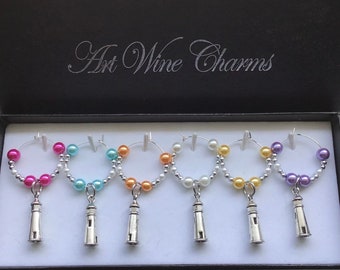 6 Lighthouses themed Wine Charms, Lighthouse, Sea, Ocean, Gift, Thank You, Themed Party, Party Favors, Pool Party, Boat Cruise, Sailing