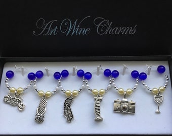 6 California State themed Wine Charms, California, Hollywood, Movies, Thank you, California themed Party, Decorations, Party Favors, Gift