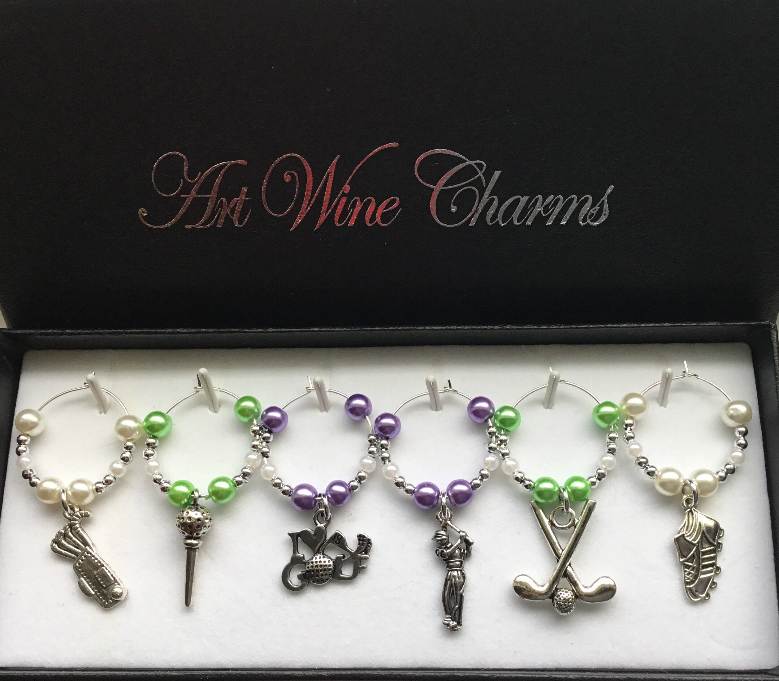 6 Golf Themed Wine Charms Golf Golfer Golf Coach Gift Etsy Canada