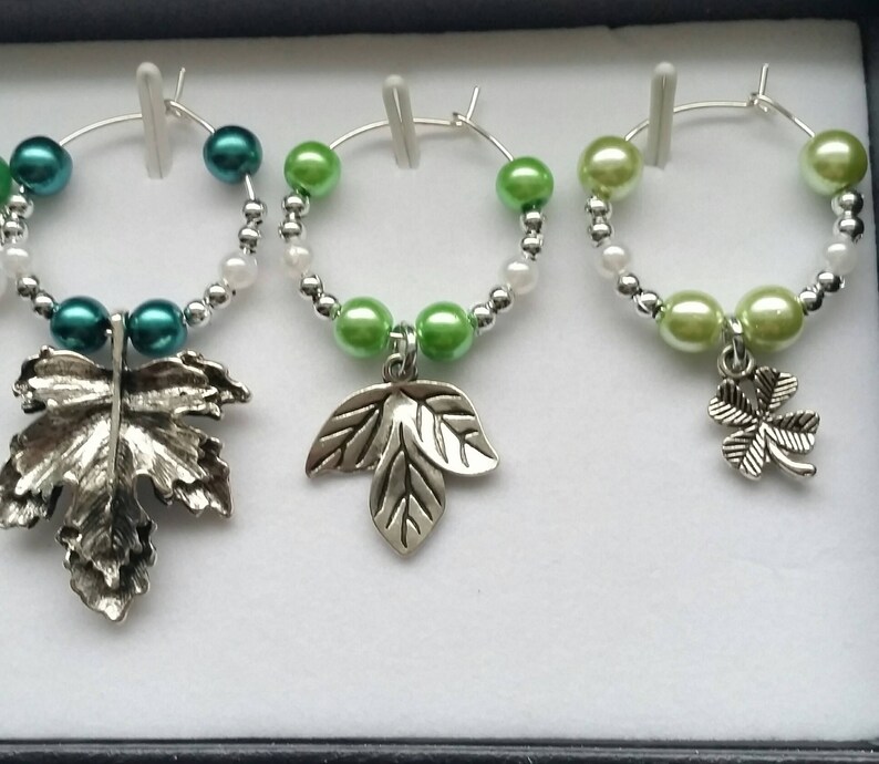 6 Leaves Themed Wine Charms Leaves Arborist Trees Nature Etsy
