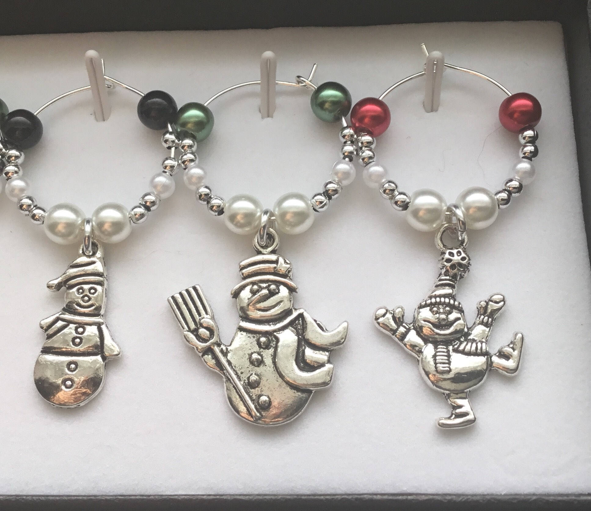 6 Snowmen Themed Wine Charms Snow woman Dancing Snowman | Etsy