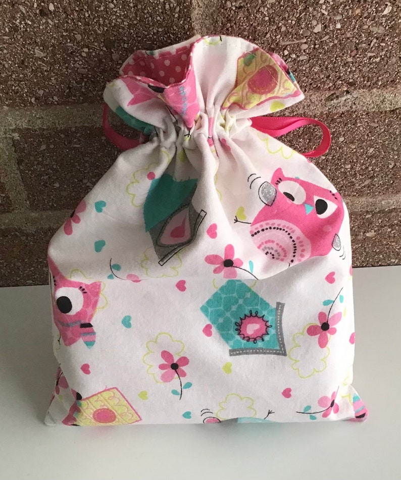 Owls, Birdhouse, Small, Gift, Bag, Fabric Bags, Gift Bag, Thank You, Gift, Birthday, Reusable, Washable, Appreciation, Eco-Friendly, Lined image 6