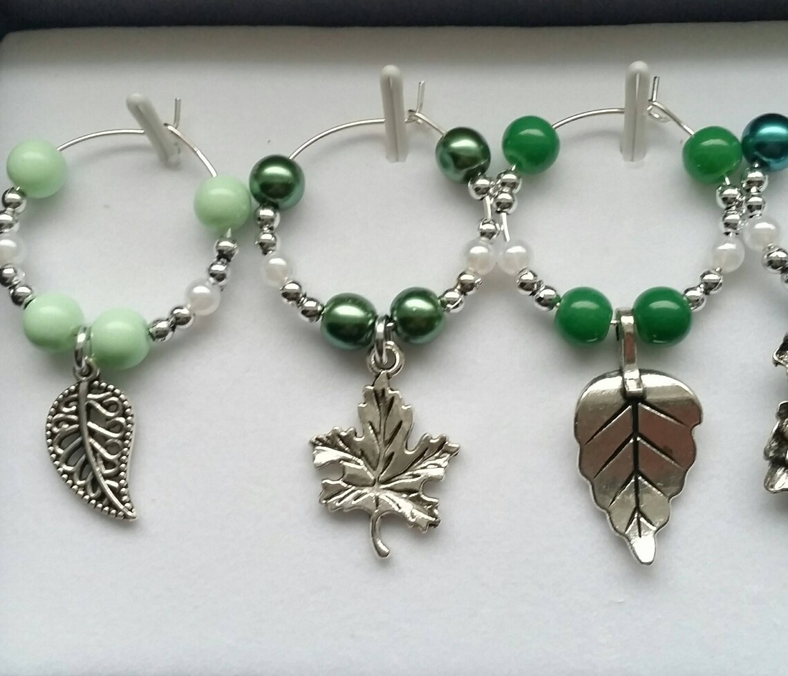 6 Leaves Themed Wine Charms Leaves Arborist Trees Nature Etsy