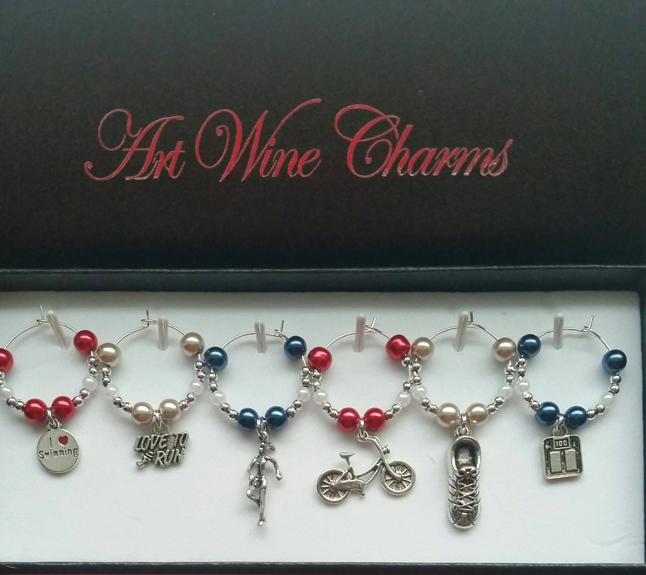6 Fitness themed Wine Charms Personal Trainer Fitness Etsy