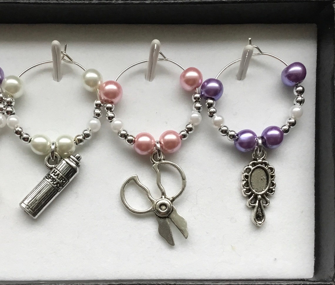 6 Hair Salon Themed Wine Charms Beauty Salon Spa Thank Etsy Canada