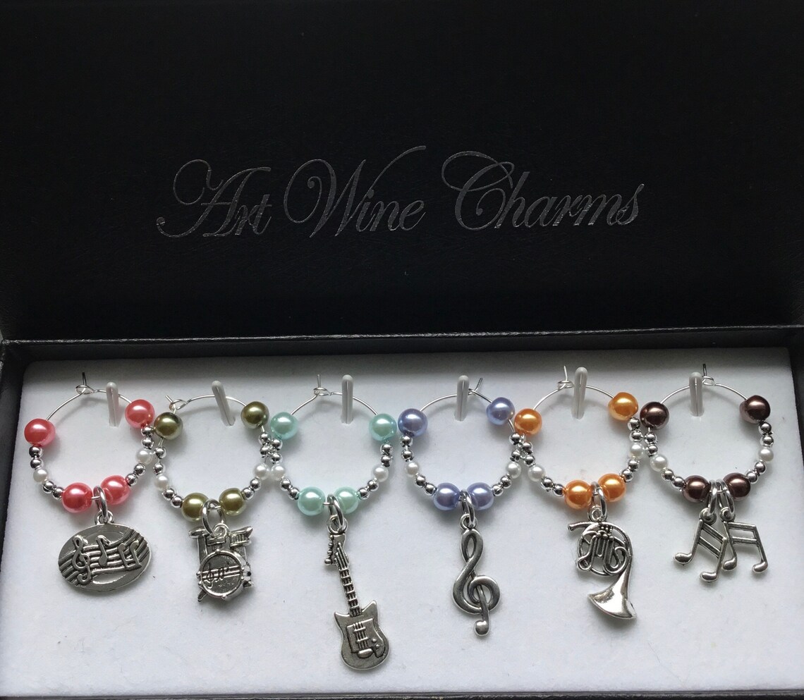 6 Music Themed Wine Charms Band Music Lover Musical Party Etsy Canada