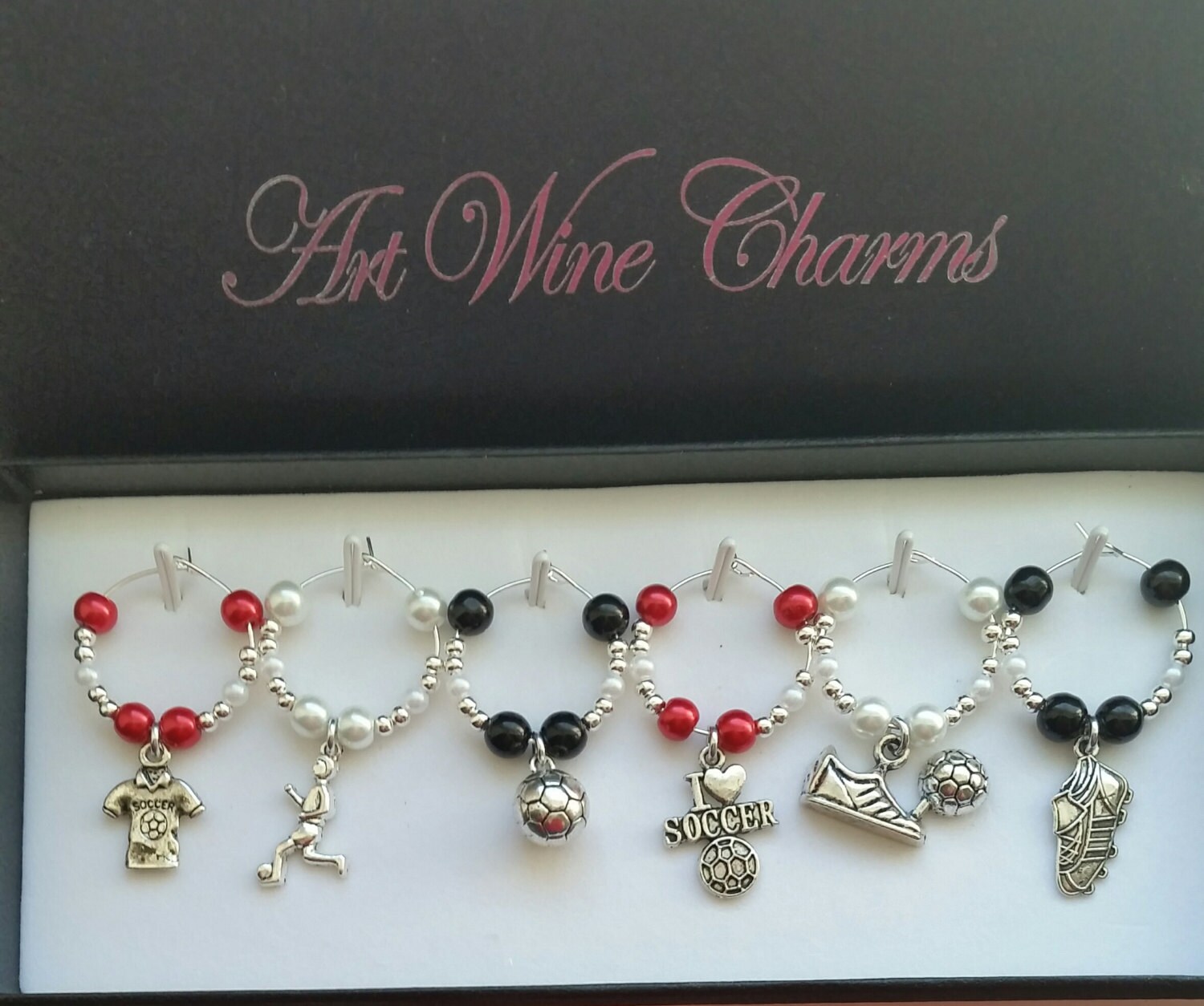 6 Soccer Themed Wine Charms Soccer CoachSoccer TeamSports Etsy