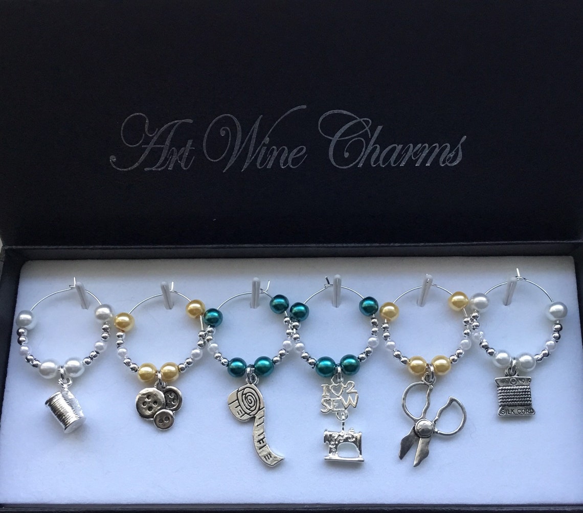 6 Sewing Themed Wine Charms Gifts for Sewers Sewing Gifts Etsy Canada