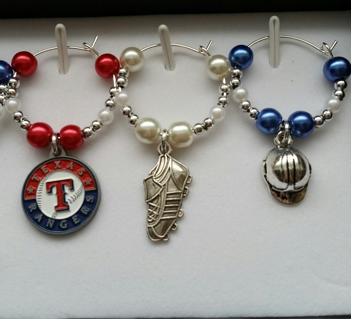 6 Texas Rangers Baseball Themed Wine Charms Baseball MLB Etsy Canada