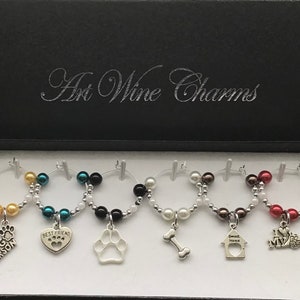 6 Dog themed Wine Charms, Canine, Puppy, I Love My Dog, Veterinary Gift, Veterinarian, Animal Shelter Gift, Gift, Themed Party, Party Favors image 4