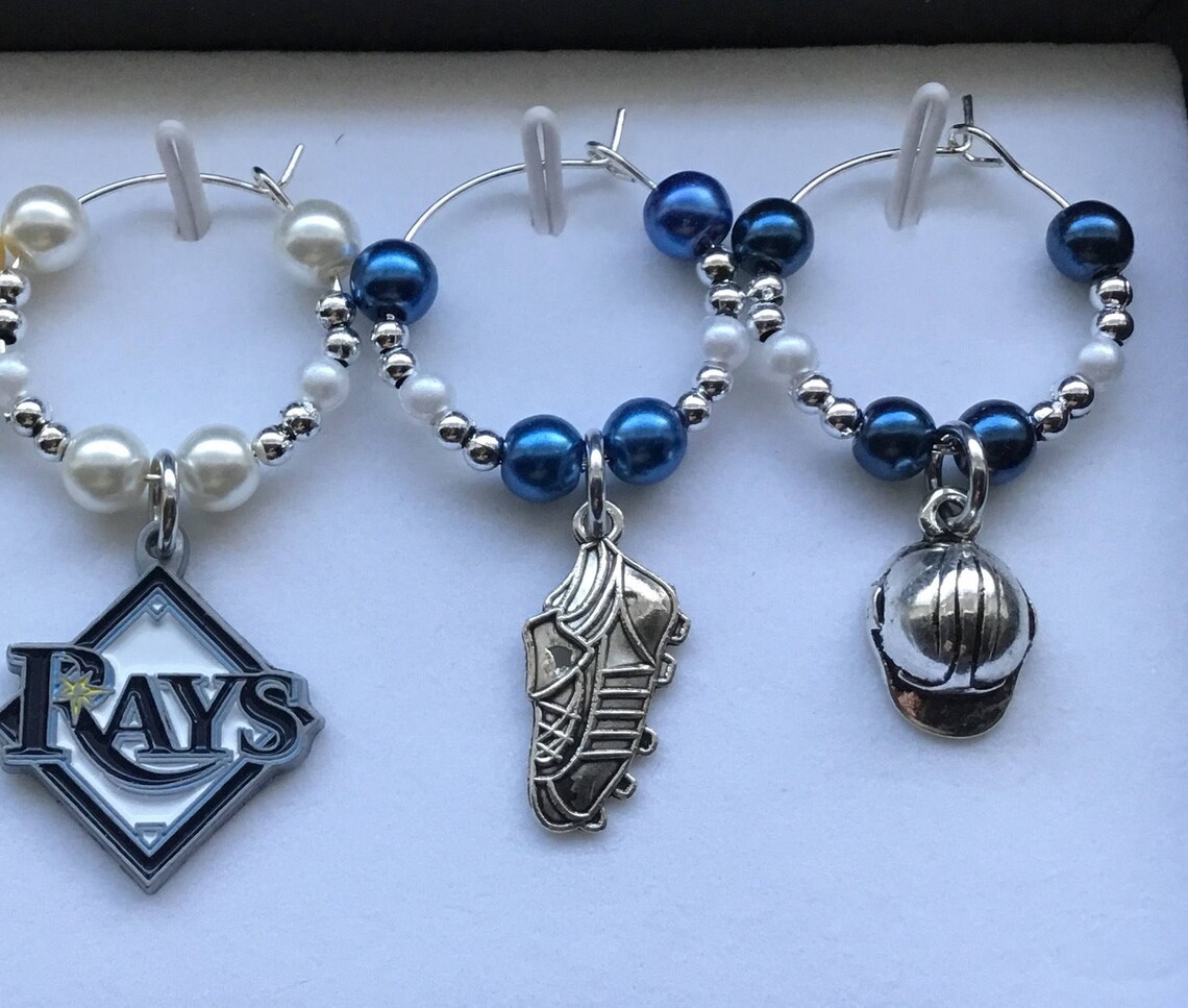 6 Tampa Bay Rays Baseball themed Wine Charms Baseball MLB Etsy