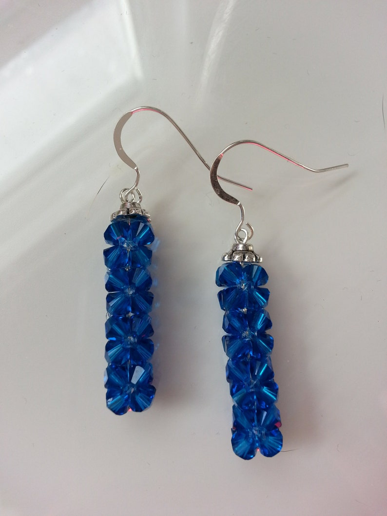 Capri Blue Crystal Earrings Blue Rock Candy Earrings Cube - Etsy Canada