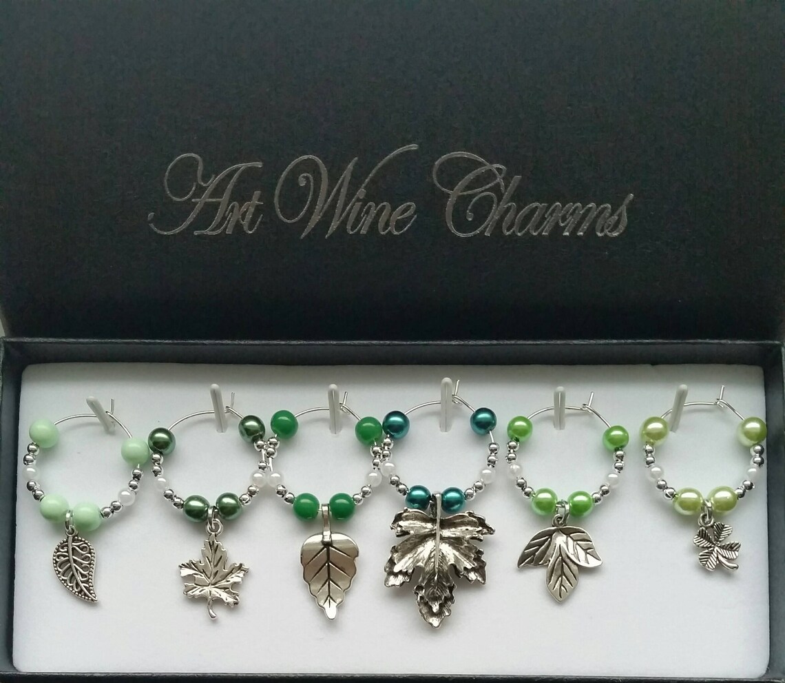 6 Leaves Themed Wine Charms Leaves Arborist Trees Nature Etsy