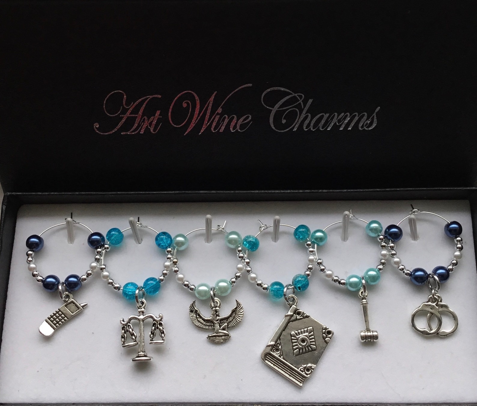 6 Lawyer themed Wine Charms Lawyer Paralegal Justice Thank Etsy