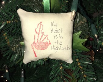 Bagpipes "My Heart Is in the Highlands" Christmas Ornament Scotland Scottish Robert Burns Poem Music Musician