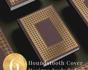 Houndstooth Book Cover Template Set Digital Download Png File Cricut Design Dark Academia Journal Svg Cut Vinyl Project Gift Idea Mystery