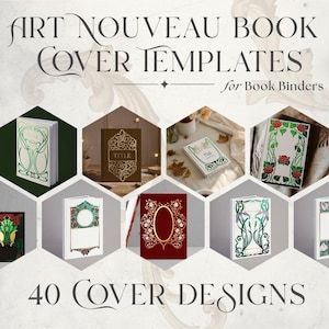 Book Binding Template Art Nouveau Style Digital Download Package Journal Cover Design SVG Format Collection Cricut Compatible File Vintage Pattern Resource Complete Bundle Forty Designs DIY Craft Supply Beautiful Ornate Details Historical