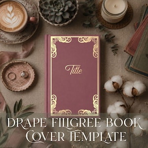 Book Cover Template Cricut Vinyl Heat Transfer Bookbinding Pattern Antique Filigree Ornate Design Journal Notebook Cover Png Digital
