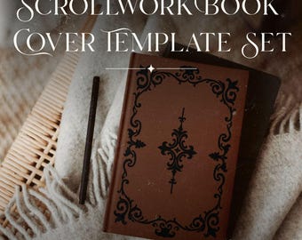 Scrollwork Book Cover Template Set Digital Download Vinyl Design Cutting File Silhouette Cricut Bookbinding Project Romantic Pattern Decor