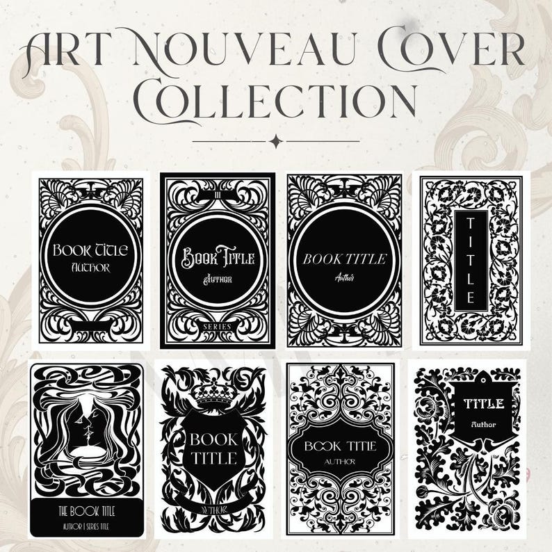 Whole Shop Bundle Jugendstil Vorlage Digitaler Download Buchcover geschnitten Datei Vintage Style Binding Bild 7