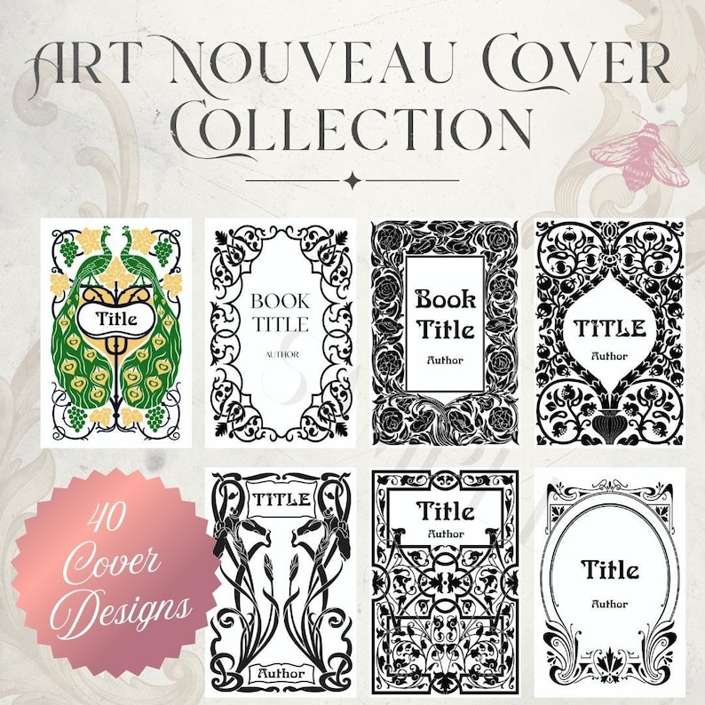 Whole Shop Bundle Jugendstil Vorlage Digitaler Download Buchcover geschnitten Datei Vintage Style Binding Bild 8