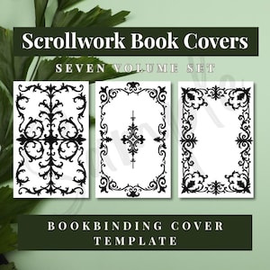Scrollwork Customizable Book Cover Design for Bookbinding, Vinyl Book Cover Design, Cover Design PNG File