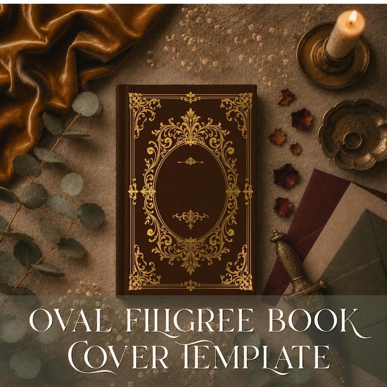 SVG File Download Vinyl Bookbinding Template Digital Cutting Design Book Cover Pattern Ornamental Scrollwork Layout Spine Template Design HTV Crafting Project Filigree Frame Elements DIY Journal Making Customizable Design Instant Access