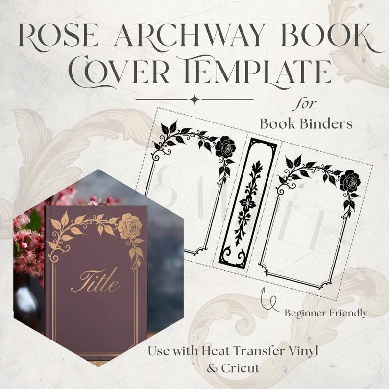 Bookbinding Patterns Rose Archway Bookbinding Template Digital Download Printable Design ...