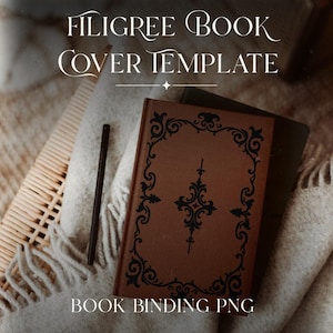 Elegant Filigree Scrollwork Pattern Book Cover Template Decorative Spine Design Digital Download File Vinyl Cutting Project Romantic Book Design Template Customizable Size Format DIY Bookbinding Project Handmade Journal Creation Craft Supplies