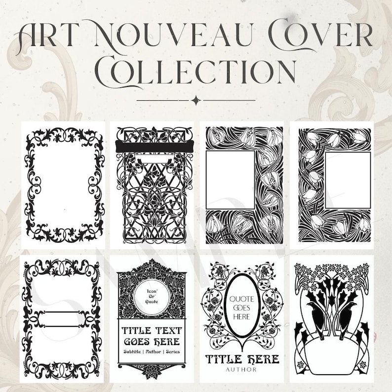 Whole Shop Bundle Jugendstil Vorlage Digitaler Download Buchcover geschnitten Datei Vintage Style Binding Bild 6